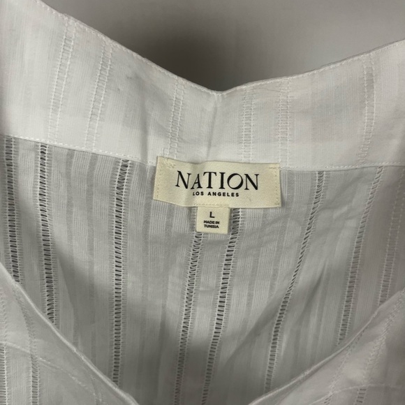 Nation LTD Women's NEW Vanity Ladder Stitch Inset Cotton Top White- Size Large - Picture 6 of 10